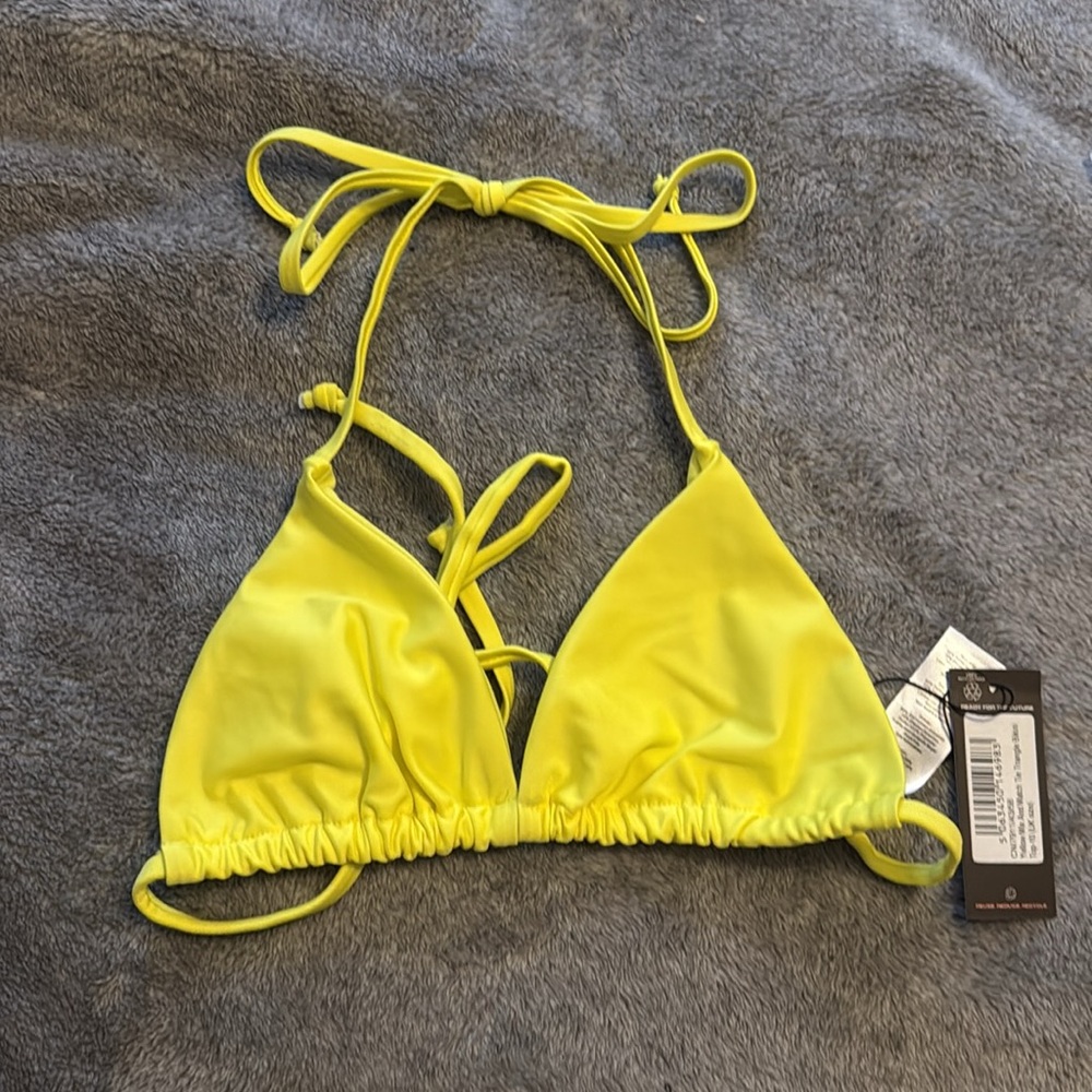 PrettyLittleThing Yellow Triangle Bikini Top Mix & Match Summer Beach Swim 6